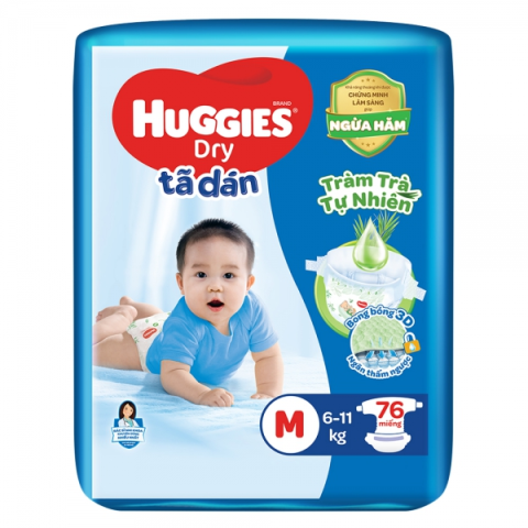 Tã dán Huggies size M 76 miếng cho trẻ 6-11kg
