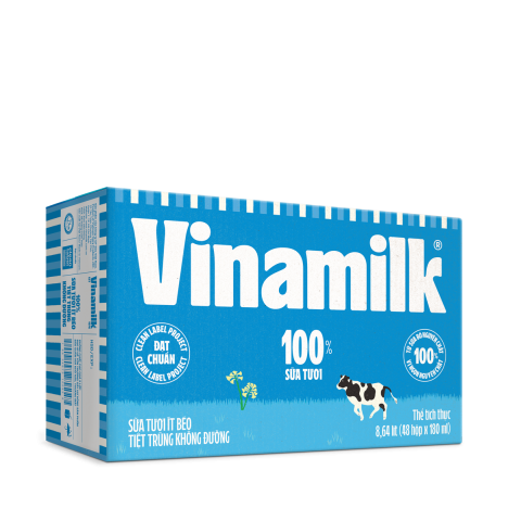 Sữa tươi tiệt trùng Bò 100% vinamilk không đường Thùng 48 hộp 180ml